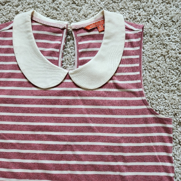 Modcloth Peter Pan Collar Tank Stripe Small - Picture 2 of 3